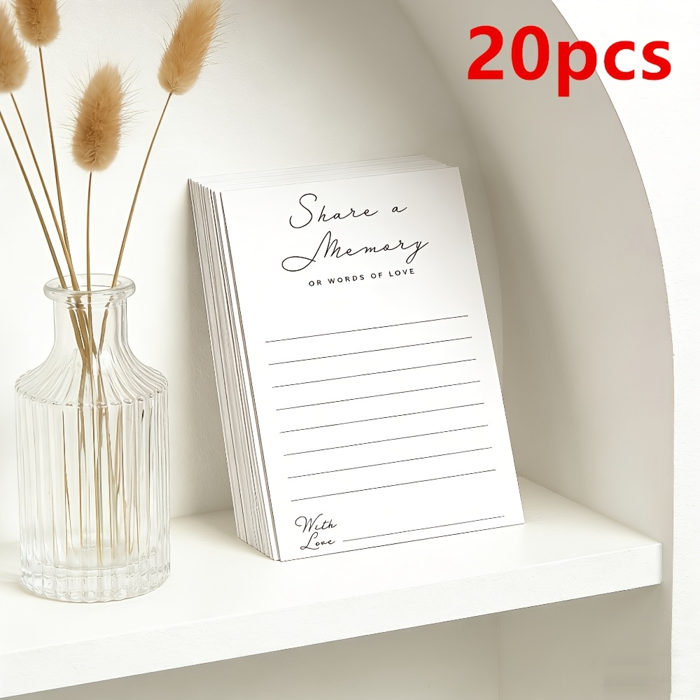 TEMU 20pcs Minimalist Cards With "share Memories" Title, Designed For Party Games And Activities, Ideal For Weddings, Birthdays, Funerals, Graduation