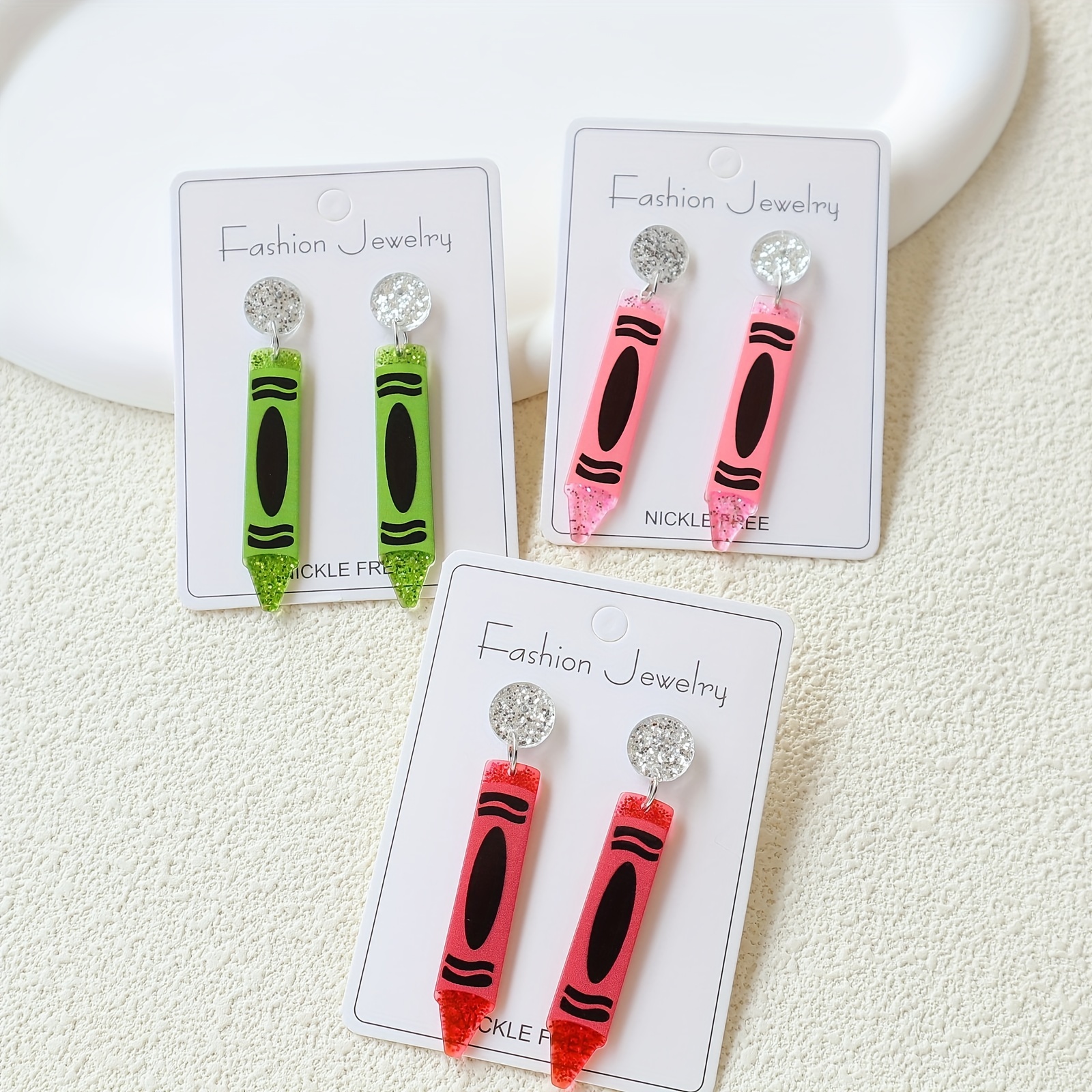 

1 Pair Of Dangle Earrings Acrylic Pencil Design Pick A Color U Prefer Teacher's Day, Back To School Jewelry Preppy Stuff