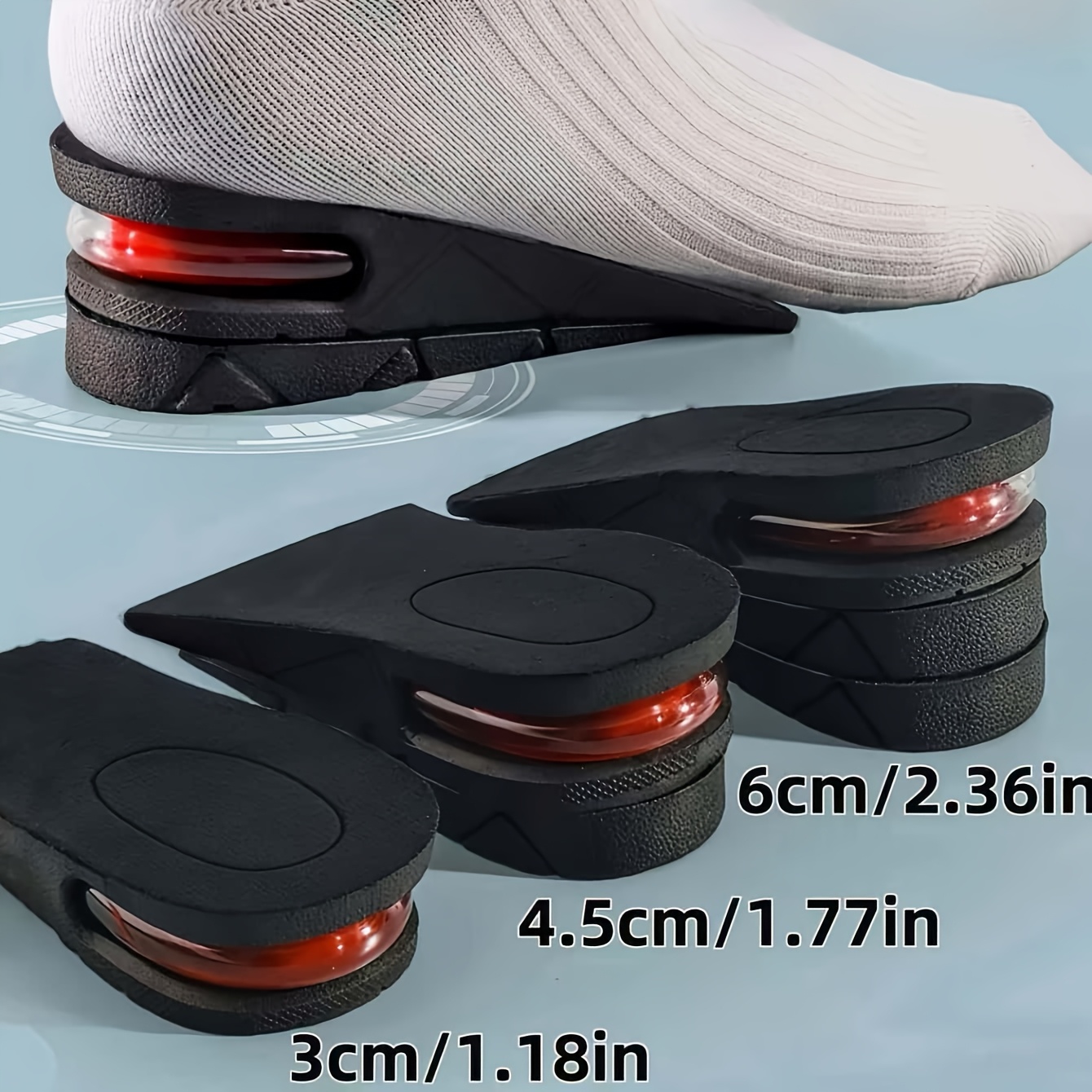 Image of 1 Pair Eva Material Adjustable Height-increasing Insoles, Non-slip Shock Absorption, Soft And Comfortable, Suitable For Men And Women, Suitable For Casual Shoes And Sports Shoes