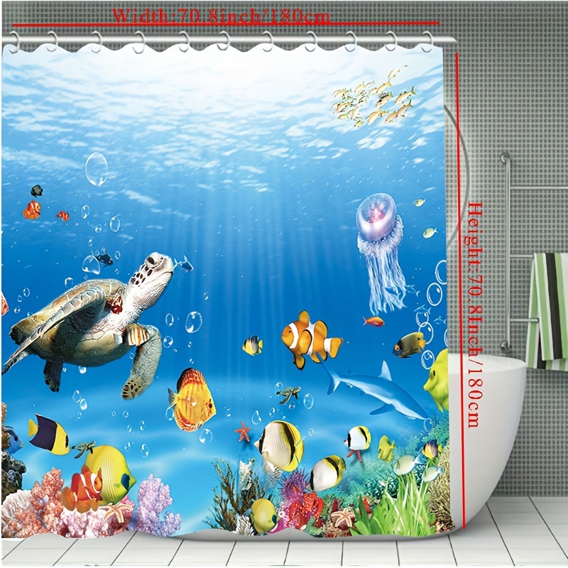 Sea Turtle Shower Curtain Ocean Animal Summer Sea World - Temu