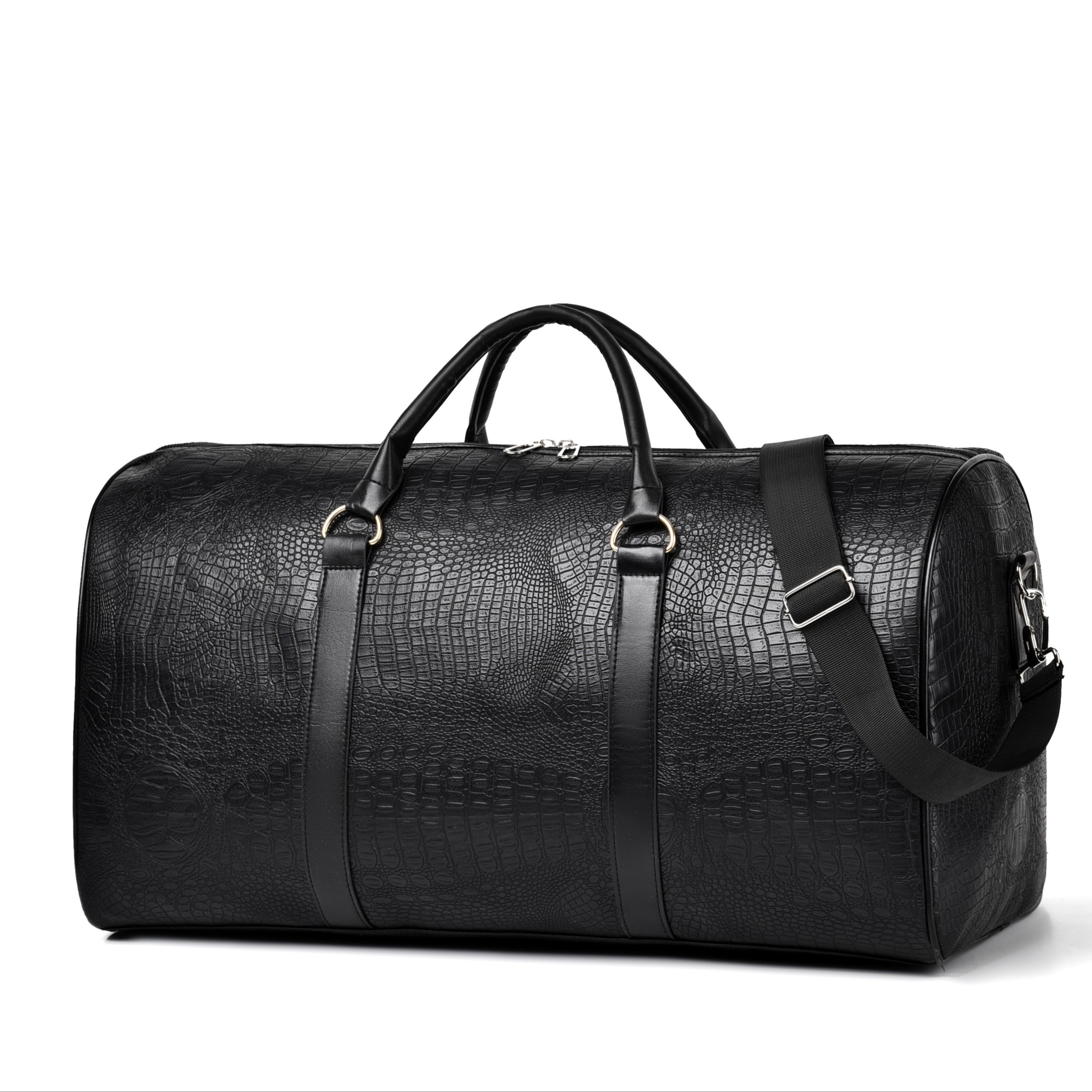 TEMU Large Capacity Travel Bag, Unisex Crocodile Pattern Luggage Bag, Retro Versatile Vacation Bag, Gift Duffel Bag