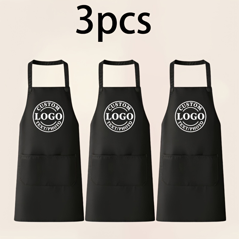 TEMU 3pcs Set Of Custom Personalized Photo Chef Aprons, Adjustable Elastic Waist Aprons, Suitable For Kitchen Aprons, With Pockets, Ideal Gift For