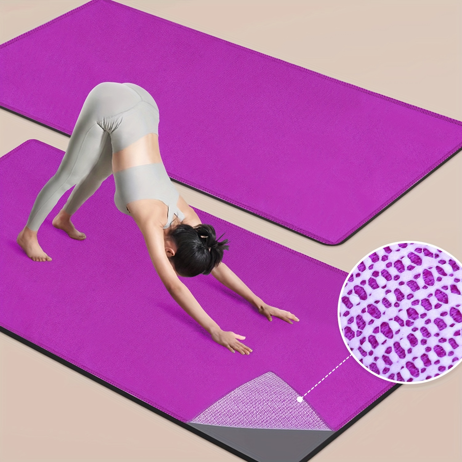 1pc Yoga Towel, Hot Yoga Mat Towel, Sweat Absorbent Non-Slip Towel For Hot  Yoga, Pilates And Workout 72x24, Purple