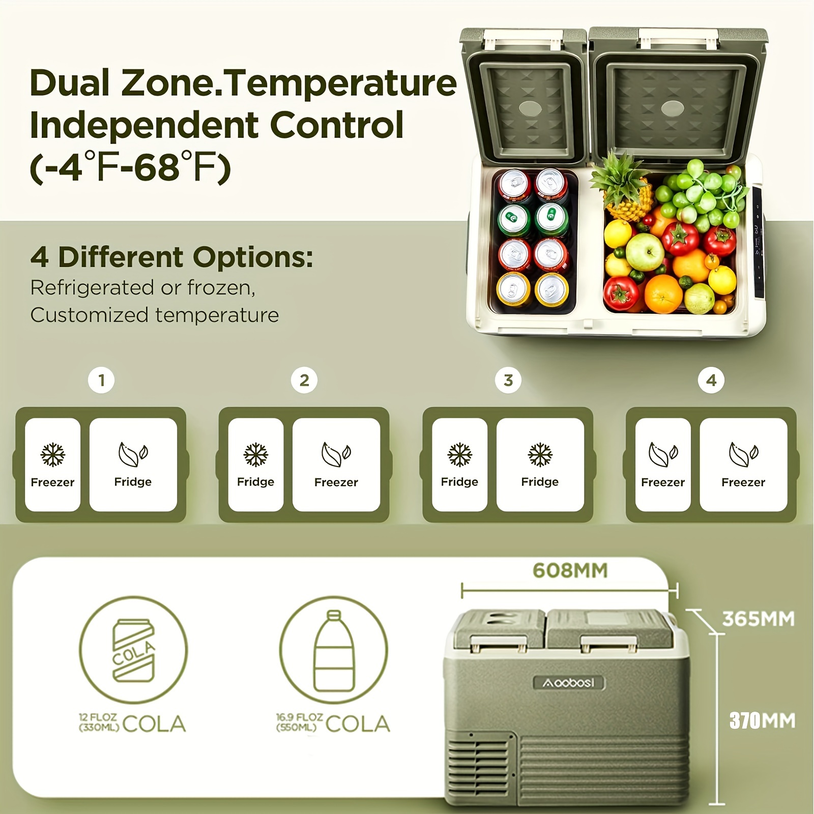 AAOBOSI 12 Volt Car Refrigerator 32 Quart (7.93gal) RV Portable Refrigerator Freezer Car Fridge Cooler Electric Compressor Cooler 12/24V DC Travel Refrigerator