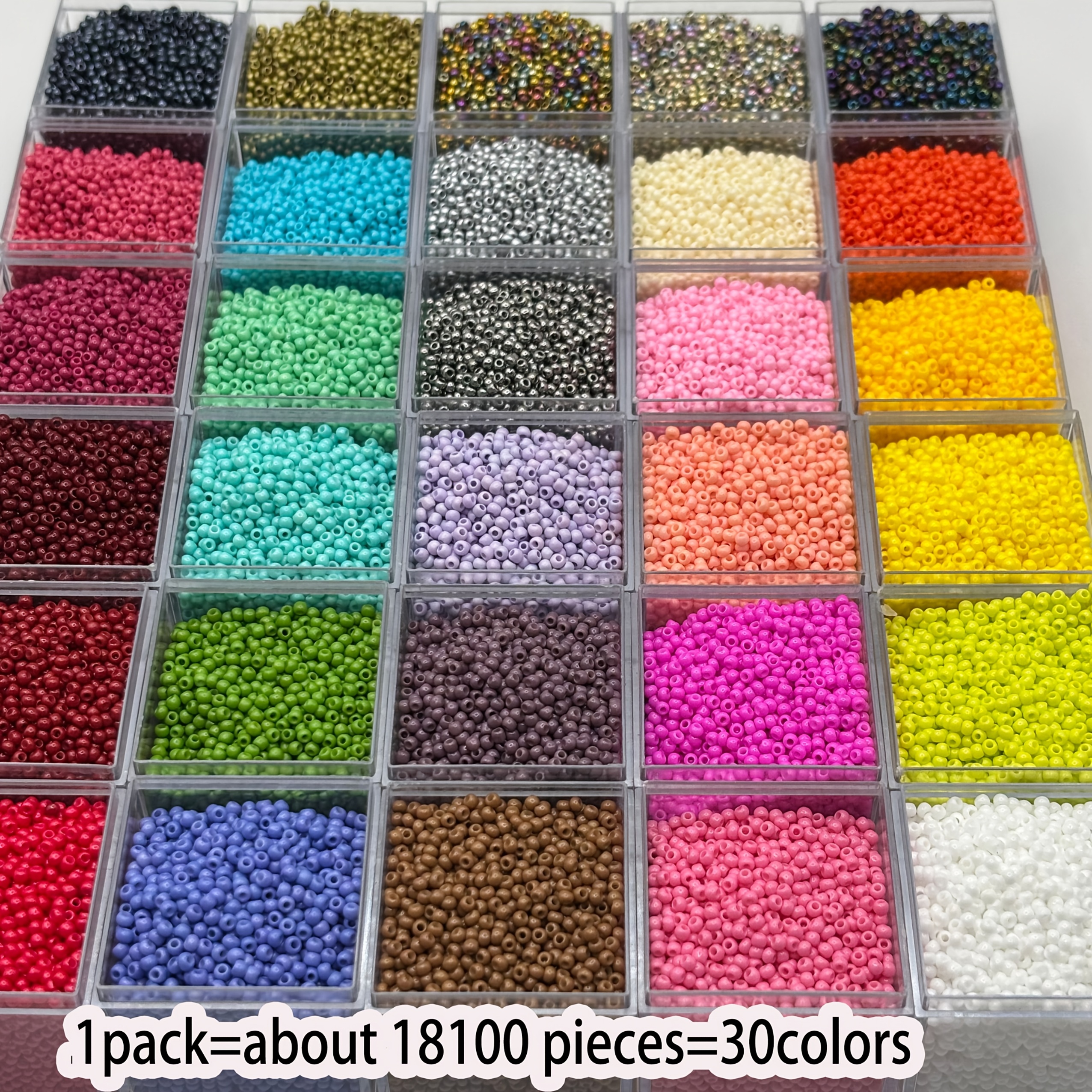 TEMU 18100pcs Perles de verre bohèmes de style 30 couleurs, perles tchèques charmantes de 1,8 mm, perles de style universel pour la fabrication de