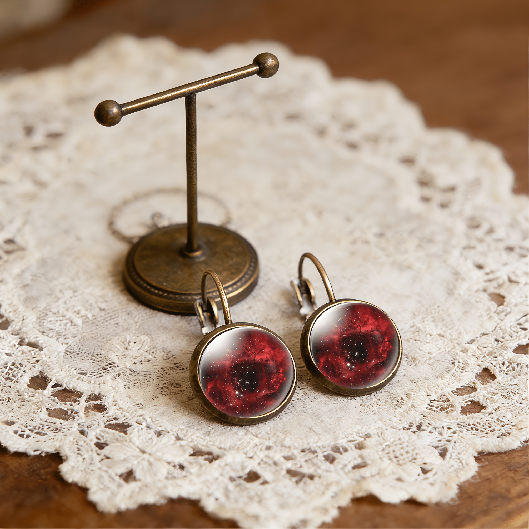 2pcs Cyan Round Classical Earrings with Ear Hooks
