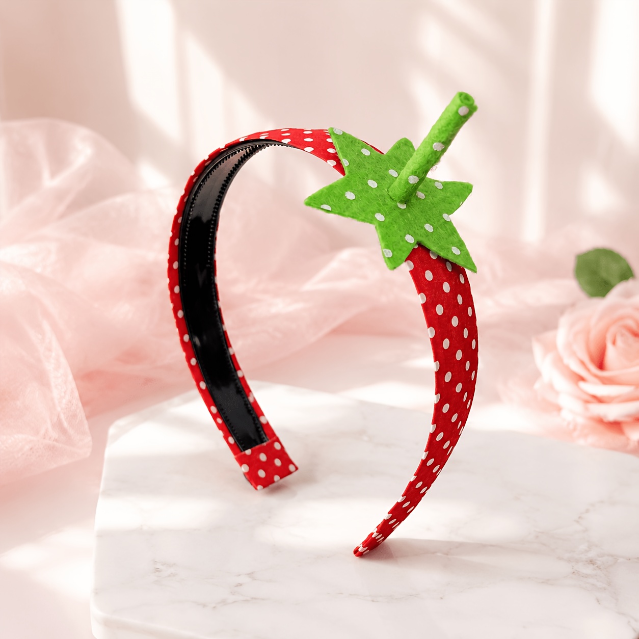 TEMU 1pc Cute Decorative Headband, Knit Fruit Headband, Sweet Soft Y2k Style Hair Accessory, Women Daily Party Role-play Costume Accessory