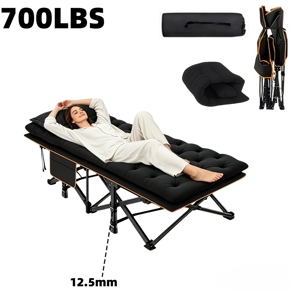 TEMU 75-inch Outdoor Folding Bed, Extra-large And Thickened Camping Bed Flip Mattress, Portable Foldable Guest Bed700/500/150 Pound Load-bearing