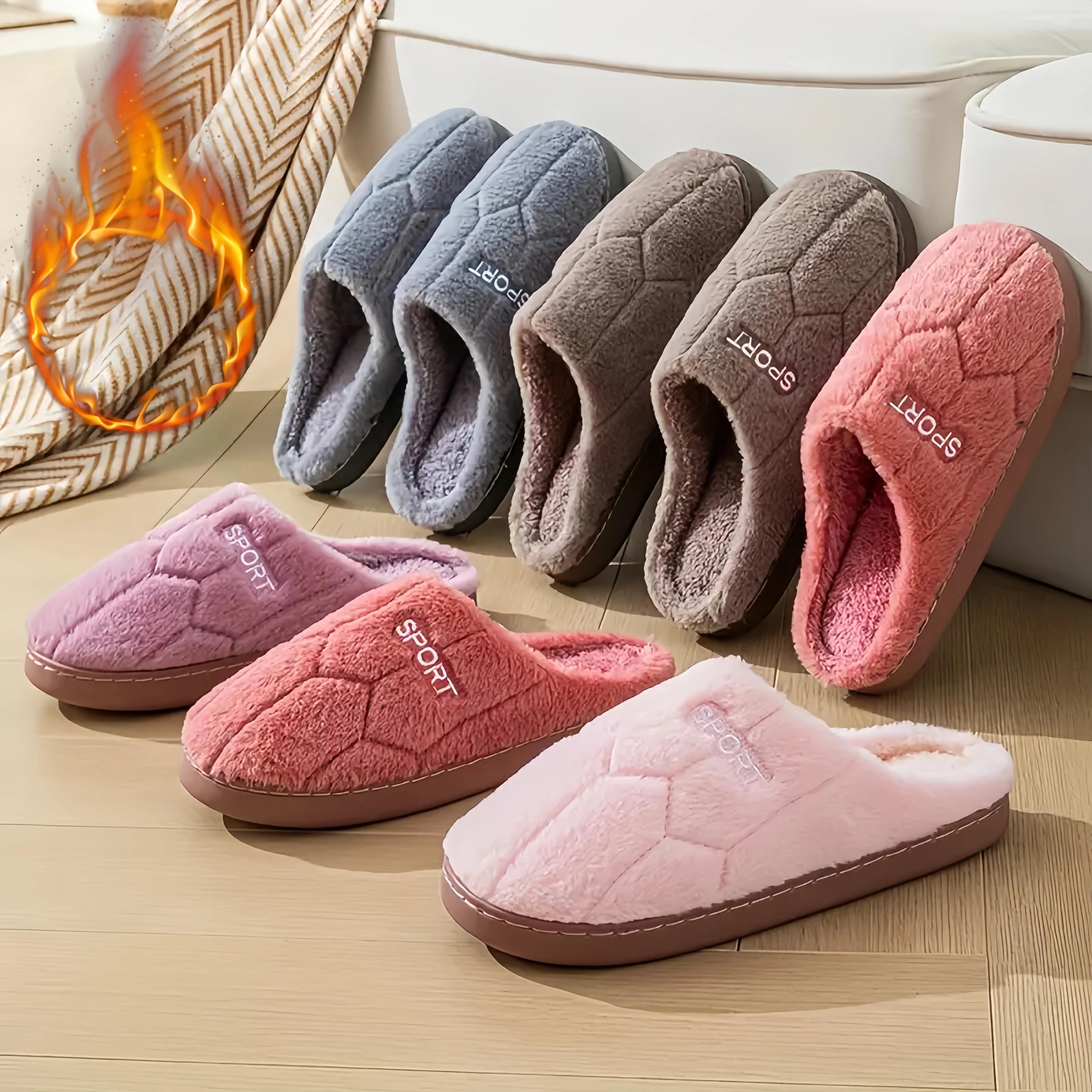 

Elegant Solid Color All-season Slippers - Plush Fabric Cozy Indoor Footwear With Tpr Non-slip Sole And Comfortable Insole, Crafted Unisex House Shoes