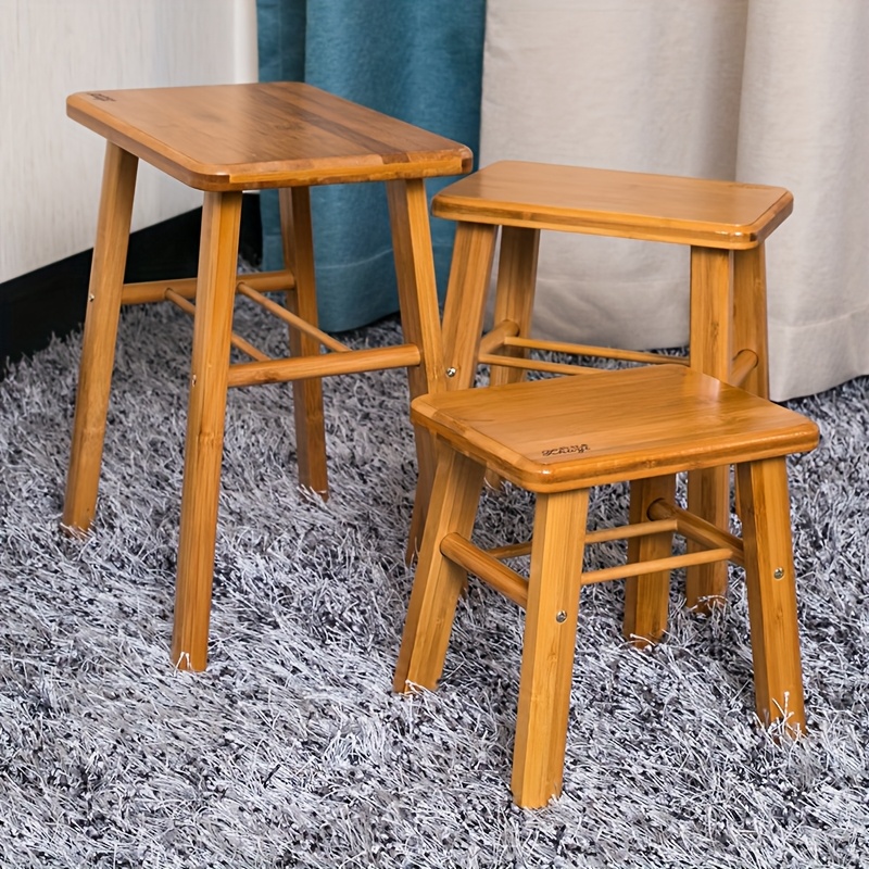 

Bamboo Storage Stool - Non-slip, Multi-use For Shower, Milking & Shoe Changing - Adults & - Ideal For Home, Living Room, Bedroom, Mini Plant, Rectangular Step, Vanity Seat