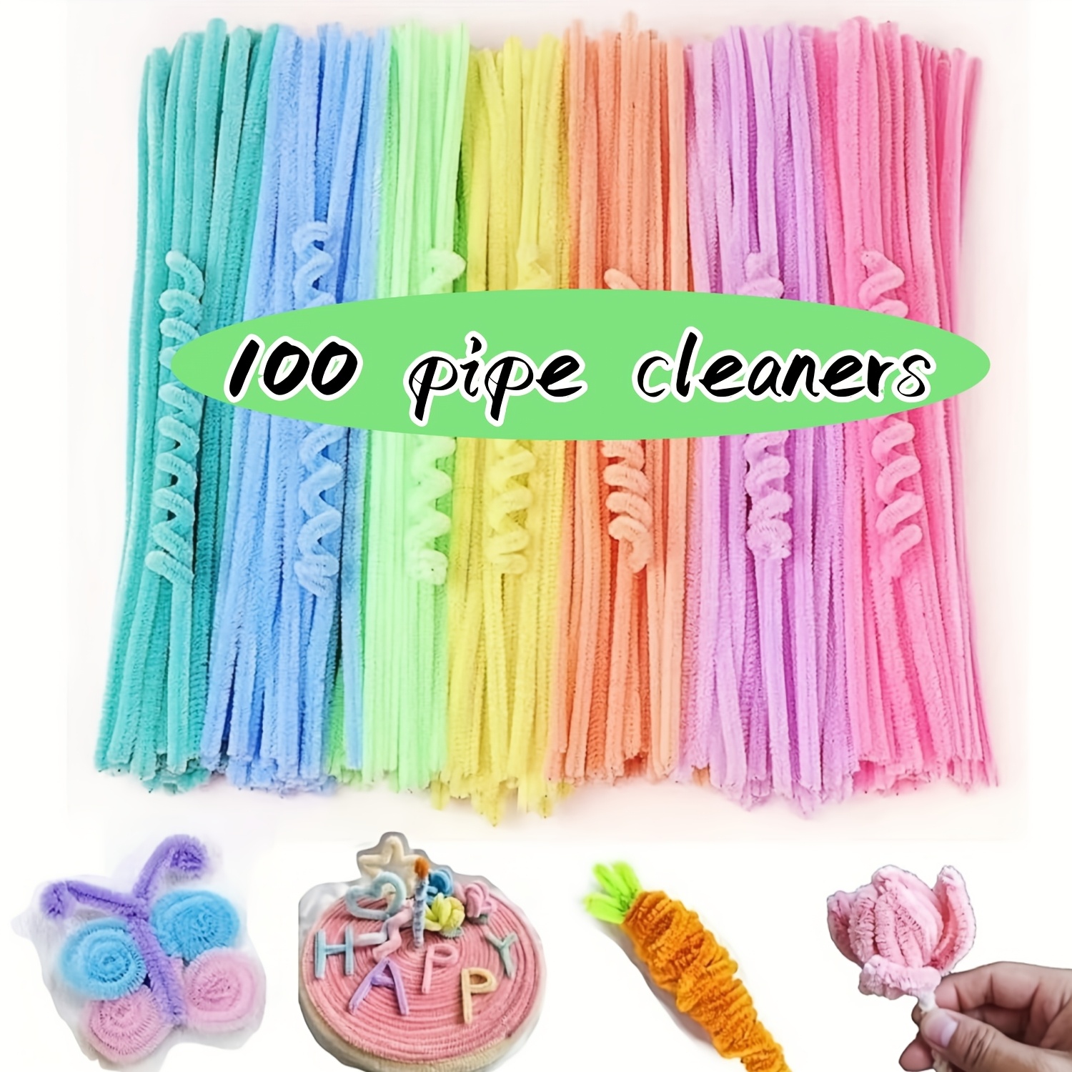 TEMU 200pcs Upgraded Macaron Pipe Cleaners Craft Chenille Stems Diy Art Supplies Thick Fluffy Fuzzy Wire Sticks Bulk For Beginer