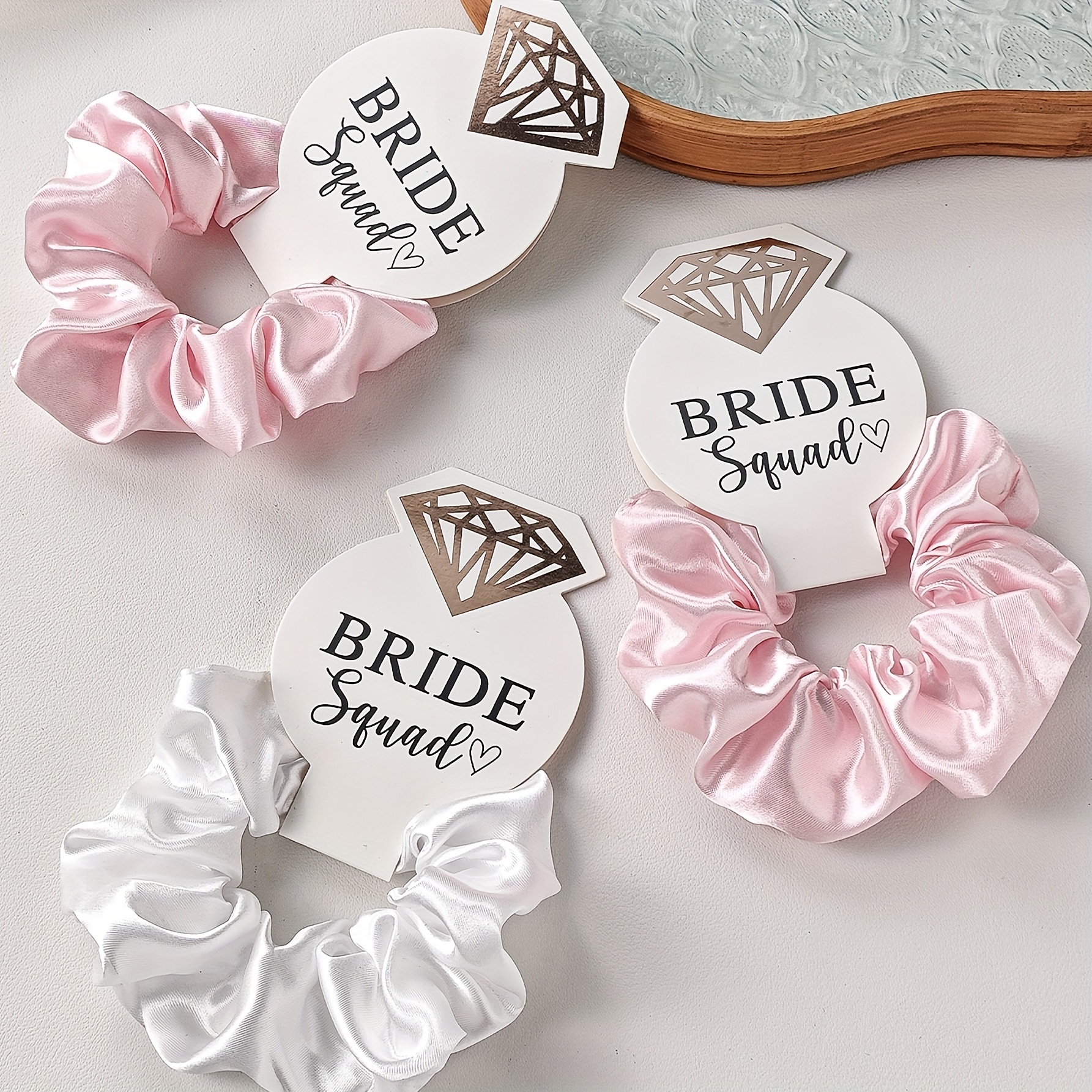 Twill Bridesmaid Scrunchies Bachelorette Hair Ties Set of 12 Bridal Shower Amazon.com : Loanzeg Satin Bridesmaid Scrunchies  main image 4