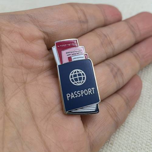 enamel pin enamel pin passport airline brooch lapel metal badge for hat backpack clothing vacation theme accessory for friends