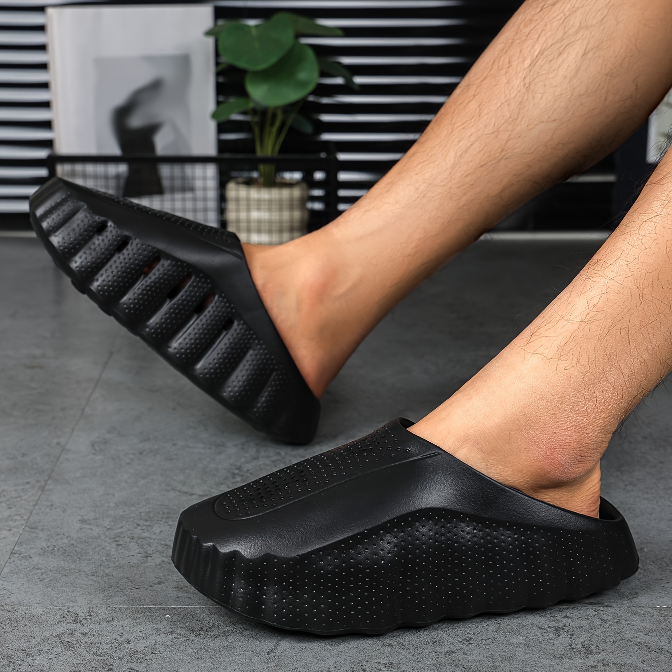 MIND001 Men's Soft Couple's Pre-Game Recovery Foot Massage Sports Slippers Outdoor Slip-On Shoes
