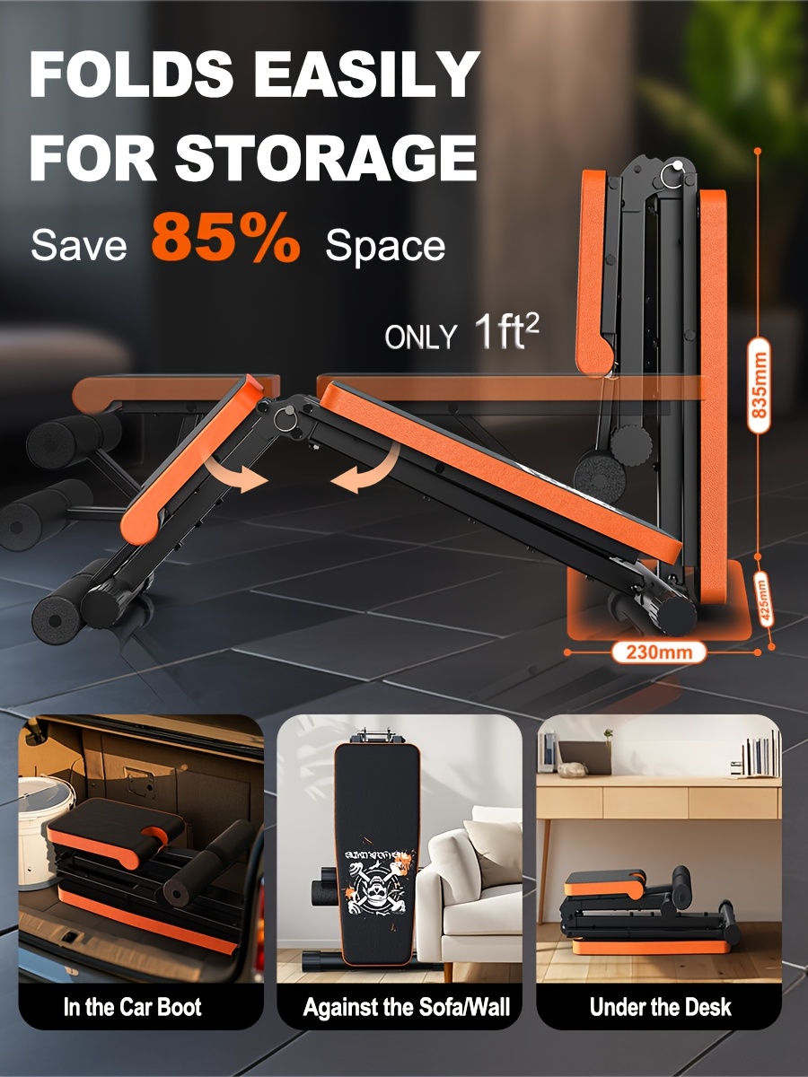 VOWVIT Opvouwbare Verstelbare Gewichtbank 4-in-1 Zware Trainingsbank met Gewichtscapaciteit, Verstelbare Helling voor Volledige Lichaamstraining - Opvouwbare Multifunctionele Bank Geschikt voor Thuisgym, Krachttraining, Gewichtheffen & voor Fitnessniveaus