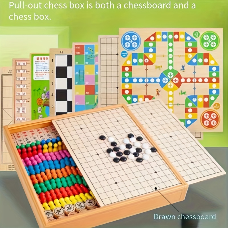 3in 1 Multi-function Chess, 3 Optional, Multi-function Chess Games, Chess, Checkers, Chess, Flying Chess, Checkers, Adventure Chess, All-round Board Games, Jigsaw Puzzles, Enhanced Emotions