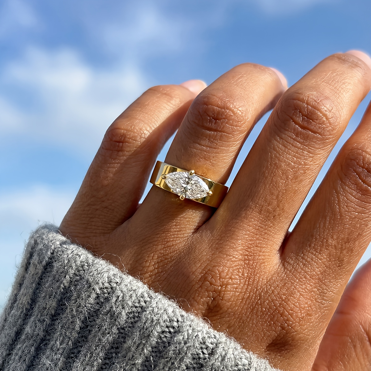 Vintage 5X10Mm Four-Prong Marquise Engagement Ring
