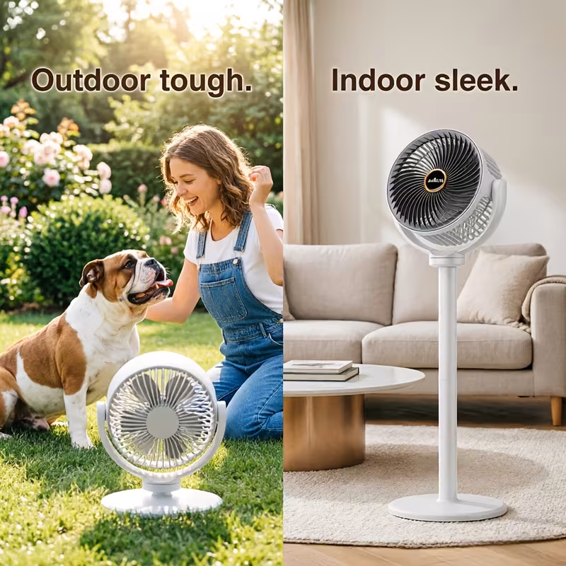all in one adjustable floor fan 5 speed settings usb charging port 360 degree adjustment three blade fan design high power large capacity battery great companion for home bedroom living room camping fishing and work Product details 7