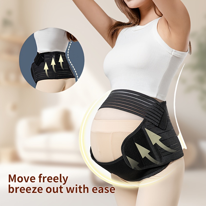 3-in-1 Pregnancy Belly Belt - Back/Pelvic/Hip Support with Abdominal Muscle Stimulation, Adjustable Strap & Hook & Loop Closure