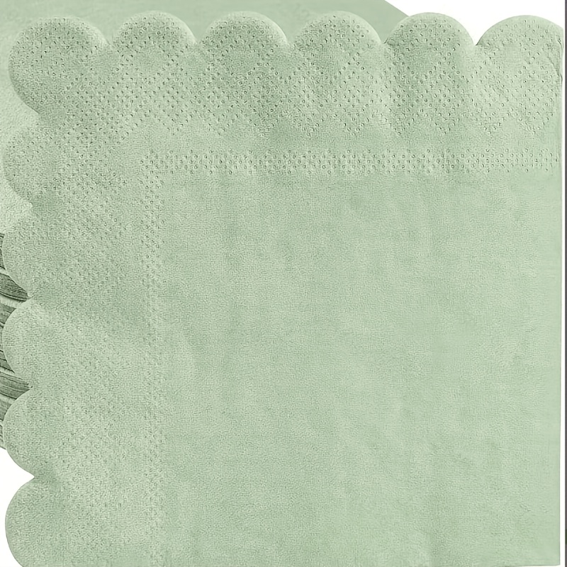 TEMU 20er-Pack (100 Stück, geeignet für Hochzeiten/Baby-Shower/Braut-Events) Einweg-Cocktail-Servietten – Salbeigrüne Tischservietten mit gewelltem