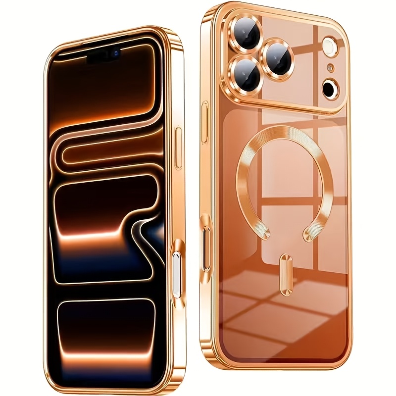 E-shop Handyhülle: Passend für iPhone 17 16 15 14 13 12 11 Pro Max 14 15 16Plus Serie, Luxus Elektroplattierte Transparente Stoßfeste Handyhülle,