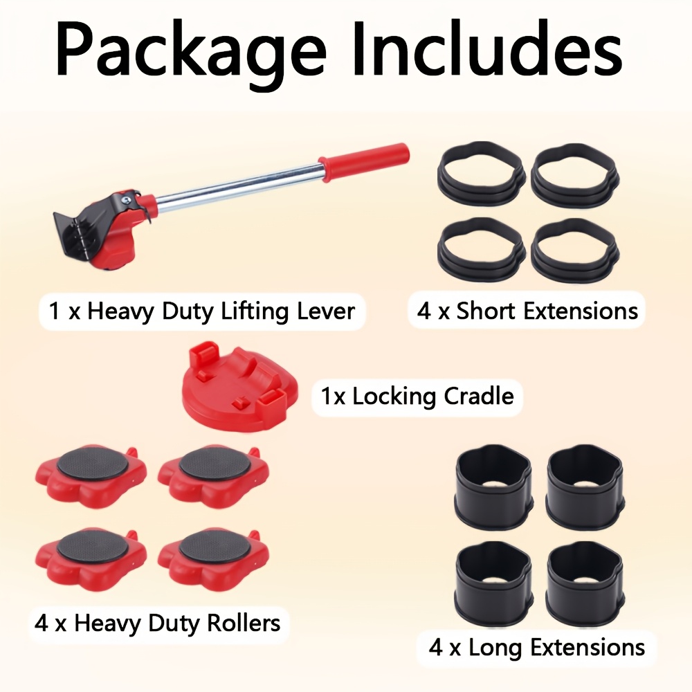 TEMU 14pcs Heavy-duty Furniture Moving Set, Including 4 Rollers And 1 Wheel, Designed For Safely And Conveniently Sofas, Couches, Refrigerators, And