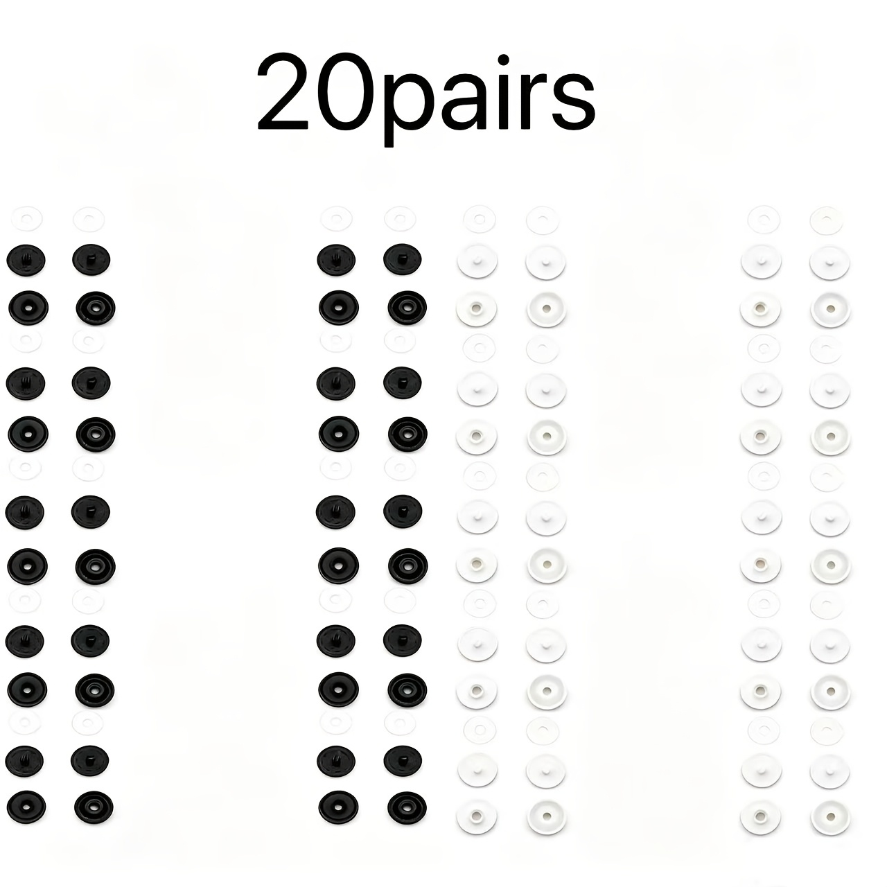 Image of 10/20 Pairs Of Versatile Snap Buttons, Seamless Connection, For Clothing, Shoes, Quilts, Bags, Curtains Sewing Fasteners