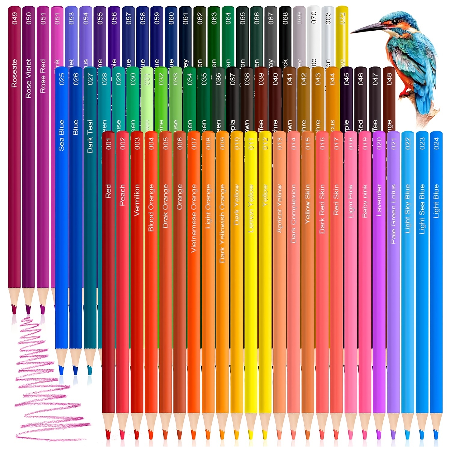 

72 Count Colored Pencils For Adult Coloring Books, Soft Drawing Sketching Blending Pencils, Color Pencils Set Gift For Artists