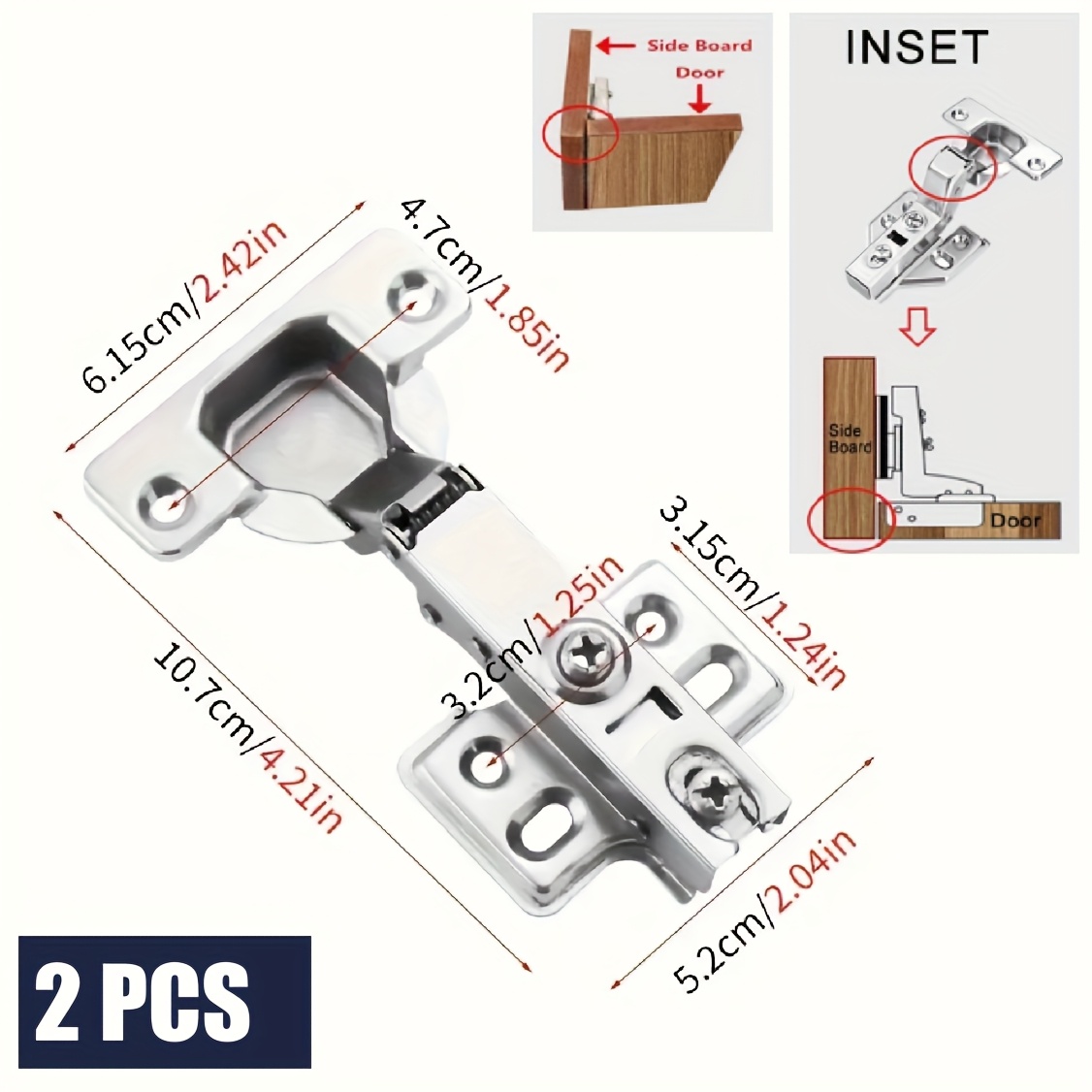 TEMU Premium 2-pack Stainless Steel Hinges, Door Hinges, Windows Hinges, Wooden Storage Box Hinges. Smooth Soft Close Hinges, Home Diy Renovation