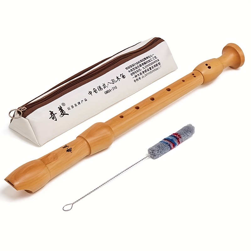 chime 8 hole     wooden recorder baritone range classical style polished   composite wood with strings and tuning key notebook for beginner