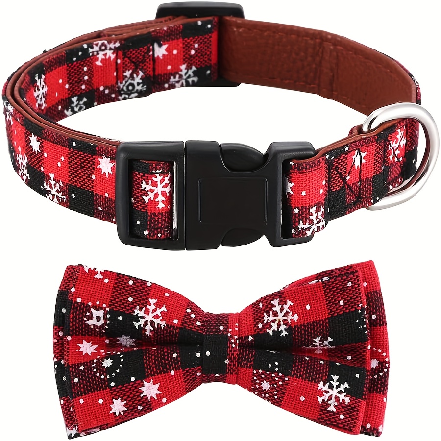 

Adjustable Christmas Dog Collar With Bow Tie - For Small, Medium & Large Breeds