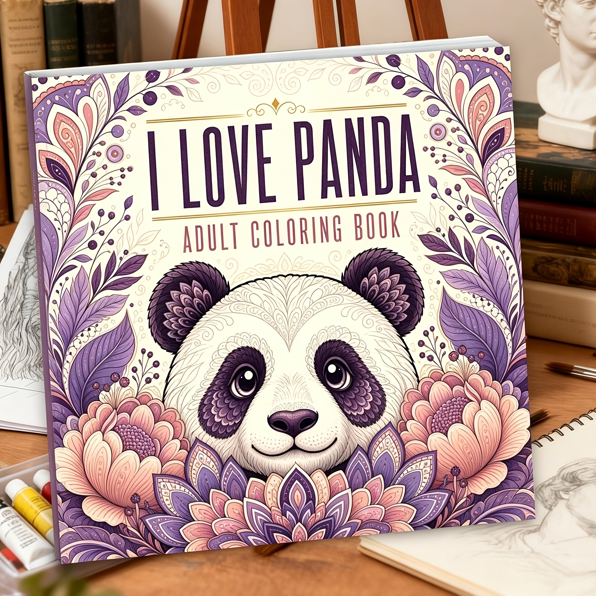 TEMU 1 Book, 7.87×7.87 Inches, "panda" Themed Coloring Book, 24 Pages Of Single-sided Printed Mandala Relaxation Adult Coloring Book, Suitable For
