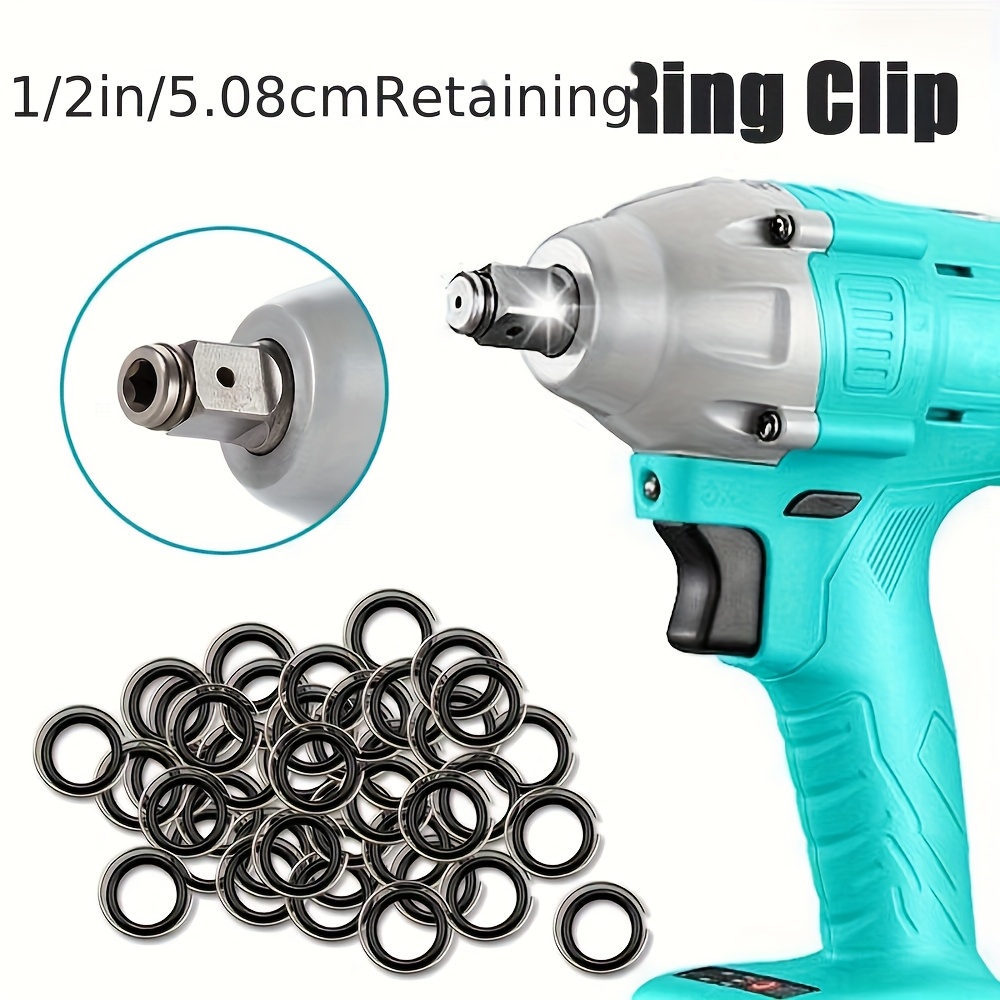 20pcs Stainless Steel Retaining Ring Clip, Sleeve Pad, Anti-detachment O-ring Sleeve, Suitable For Impact Wrench, Compatible With 1/2 Inch Drive