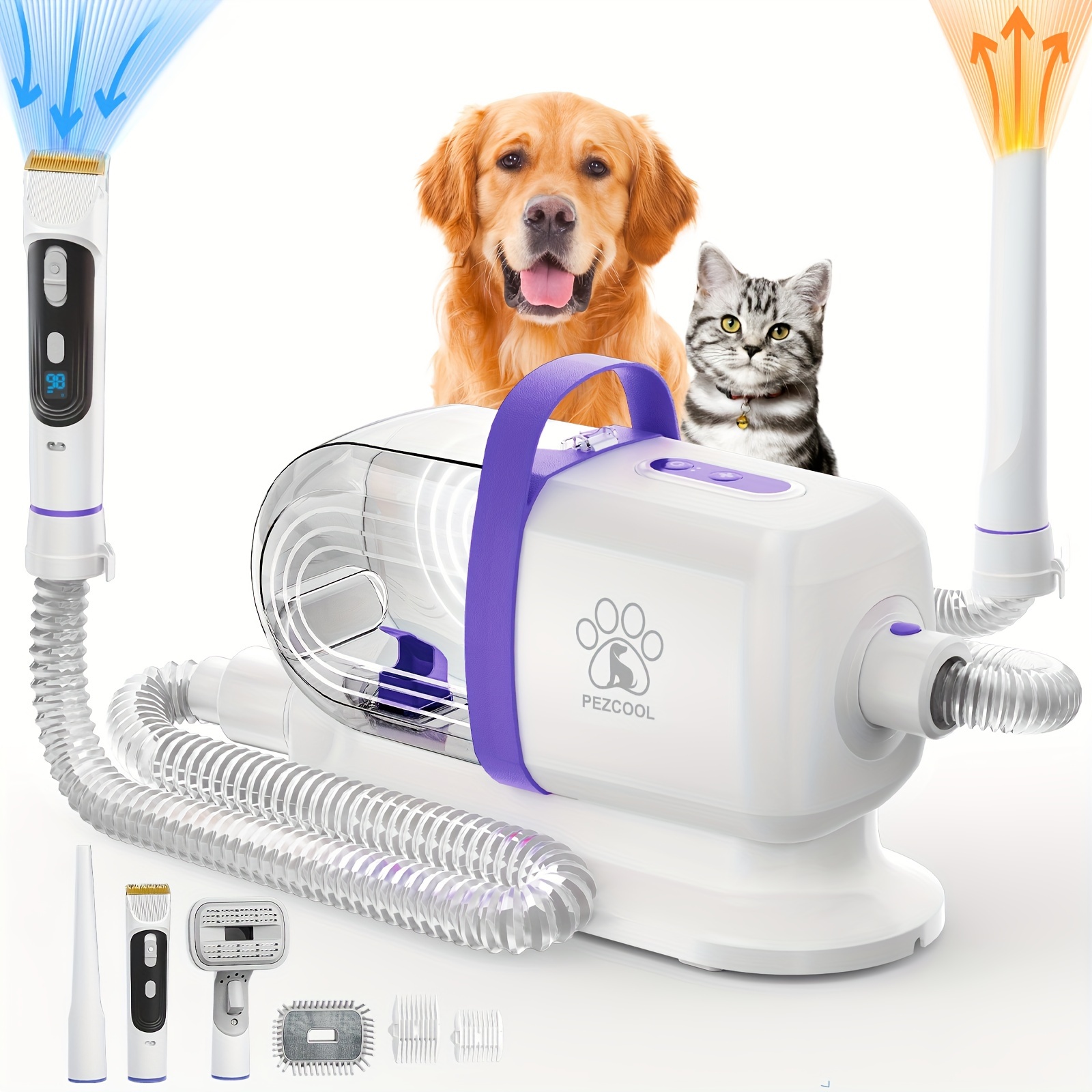 Temu – TEMU Dog Grooming Vacuum For Shedding Grooming, 2.2l Cup Dog Grooming Vacuum With Dryer Function, Pet Grooming Vacuum For Dogs, Upgrade Strong Dog