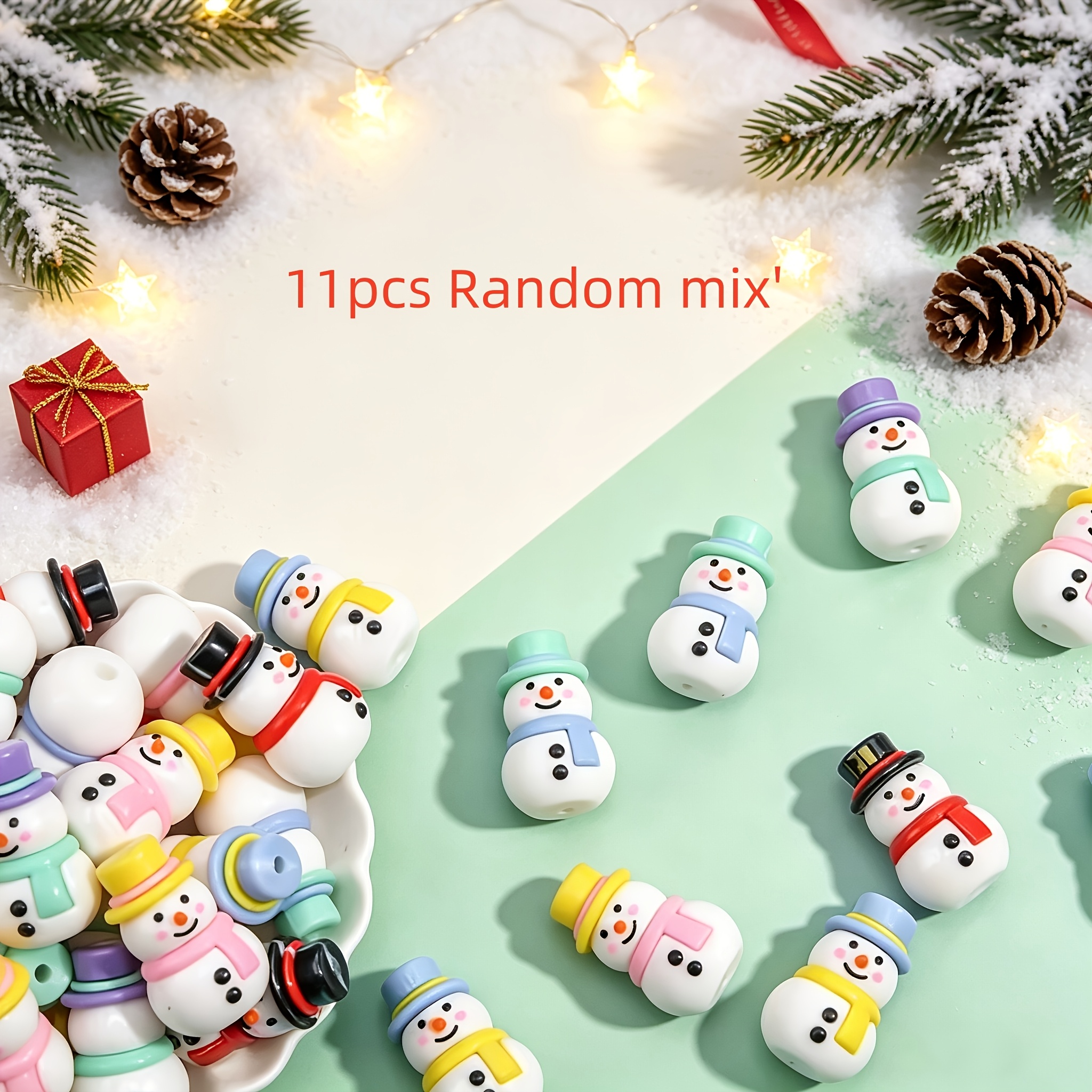TEMU 11 pezzi 20X32Mm Perline di silicone 3D a forma di miste casuali, perline decorative, adatte come regalo di Natale a