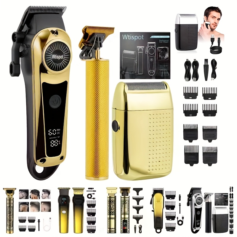 3-in-1 Set/2-in-1 Set/1pc Men's Hair Clipper Set And Beard Trimmer Set Men's Hair Clippers USB Charging Hair Clipper - LCD Power Display Suitable for Travel And Home Use, Comes with 4 Comb Attachments Men's Gift Birthday Gift Christmas Gift