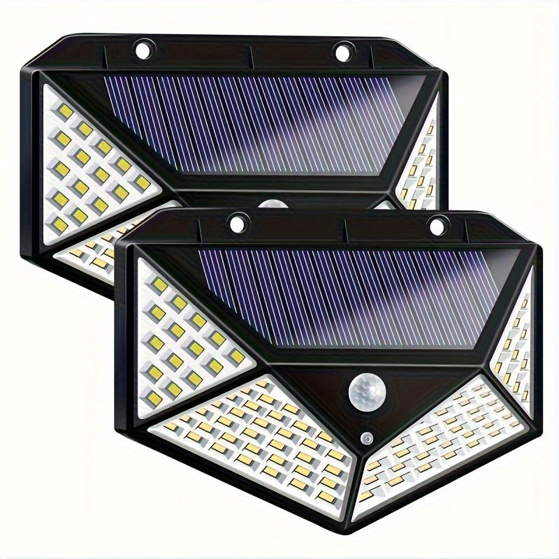 

2 Packs 100-led Solar Powered Motion Sensor Lights With 270° Wide Angle, Suitable For Exterior Patio, Yard, Garage, Deck, Garden