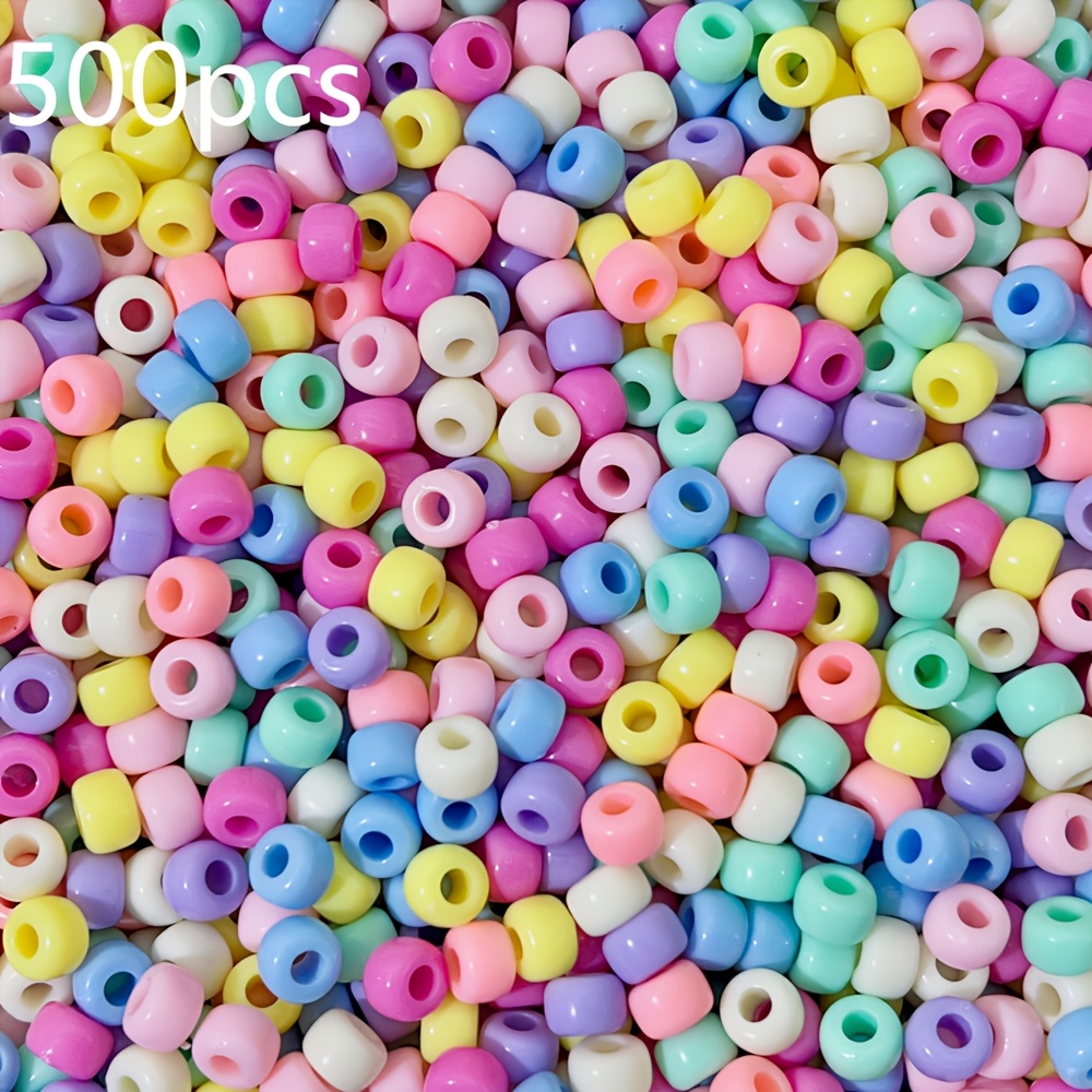 Image of 500pcs Macaron-colored Acrylic Small Beads, 7mm Beads, Very Suitable For Jewelry, Crafting, Friendship Necklaces, Decorative Beads, Jewelry Additions