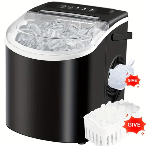 outdoor ice maker portable countertop ice maker with carrying handle self cleaning function and basket and scoop 9 in 26 per day great for outdoor cooking camping parties