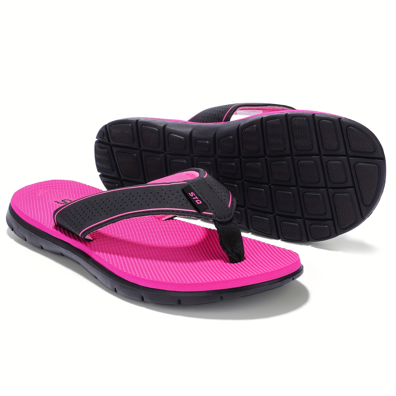 Women's, Comfortable Foam Non-slip Thong Sandals For Beach, Black Rose, Size 36