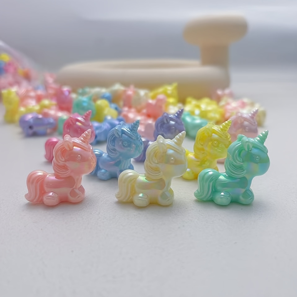 10pcs Unicorn Beads For Jewelry Making, Random Mixed Colors, Electroplating , With A Good Sense Of Gloss And High-grade Feel, Suitable For Bracelets, Necklaces, Beaded Pens And Handmade Additions