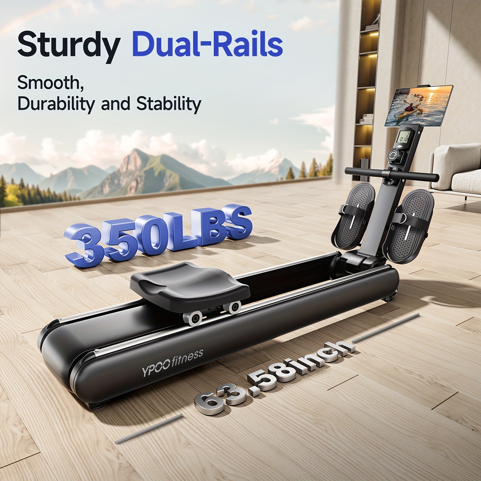 YPOO Magnetic Rowing Machine, Wireless & App Supported