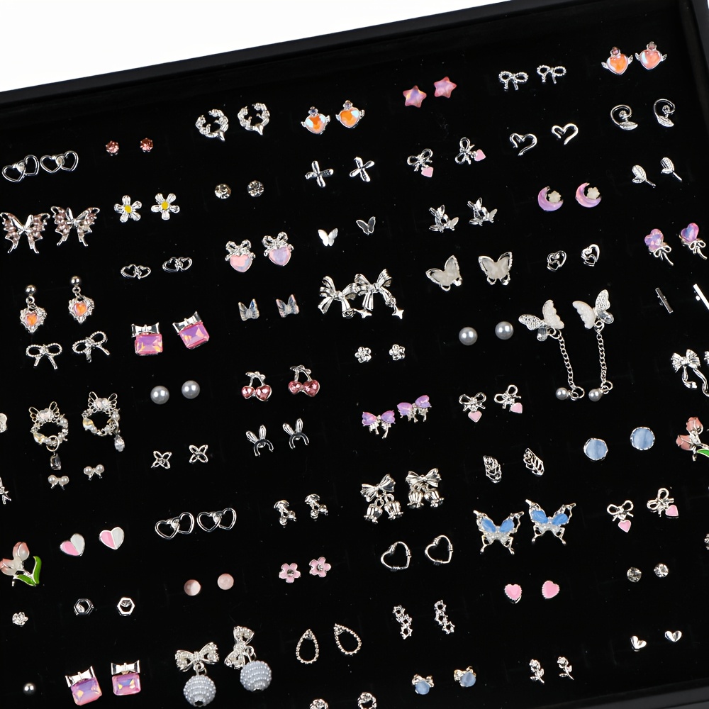 16/22 Pairs Heart-Shaped Butterfly Flower Stud Earrings Pack