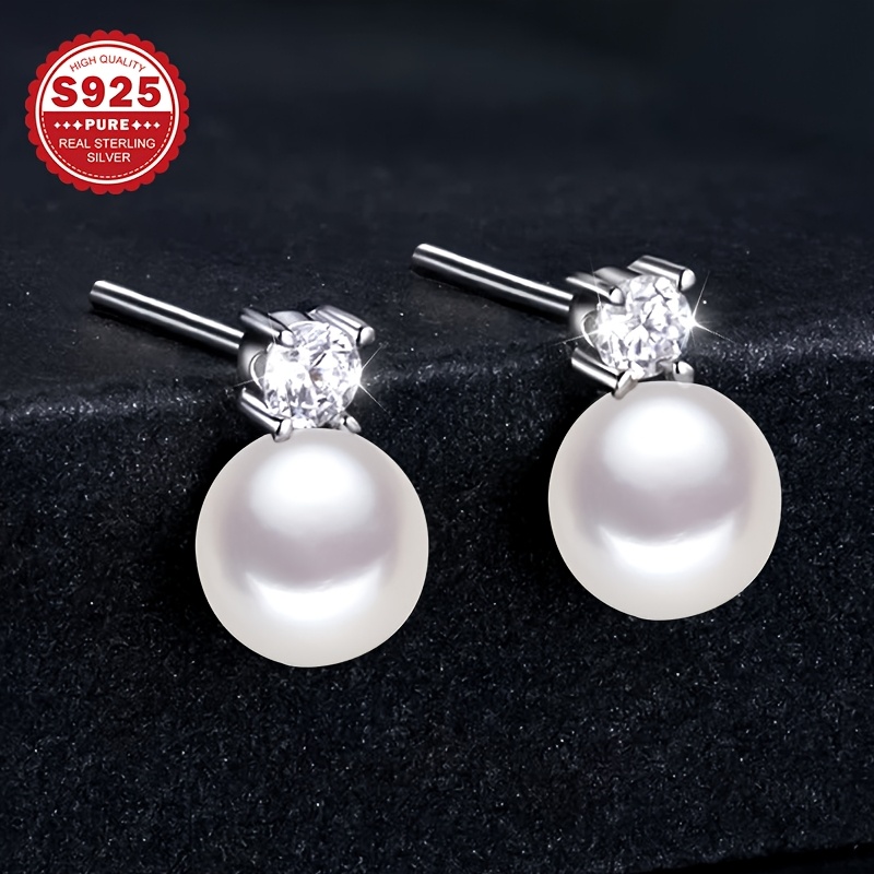 Women's 925 Silver Shell Bead Earrings, Vintage Style