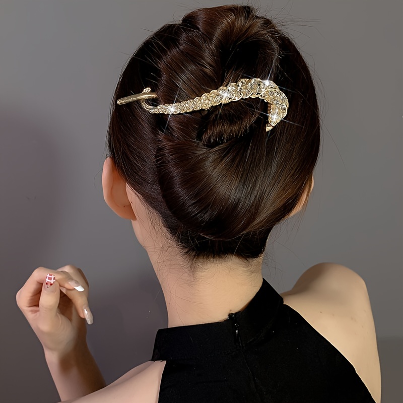 1pc geometric shape rhinestone hair clip headwear girls simple twist clip suitable for daily festival details 4