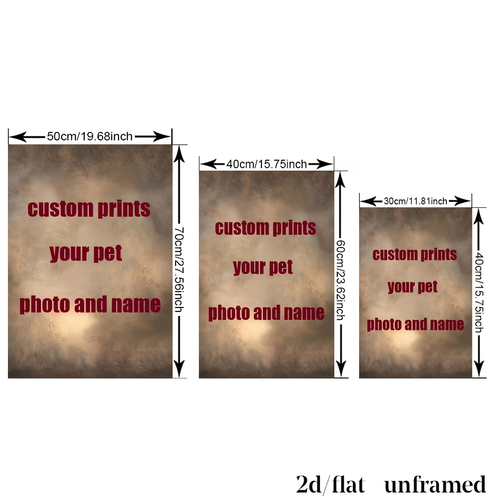 TEMU 2d Flat, 1pc Frameless Canvas Art Custom Prints Pet Photo And Name Poster Painting For Gift And Decoration