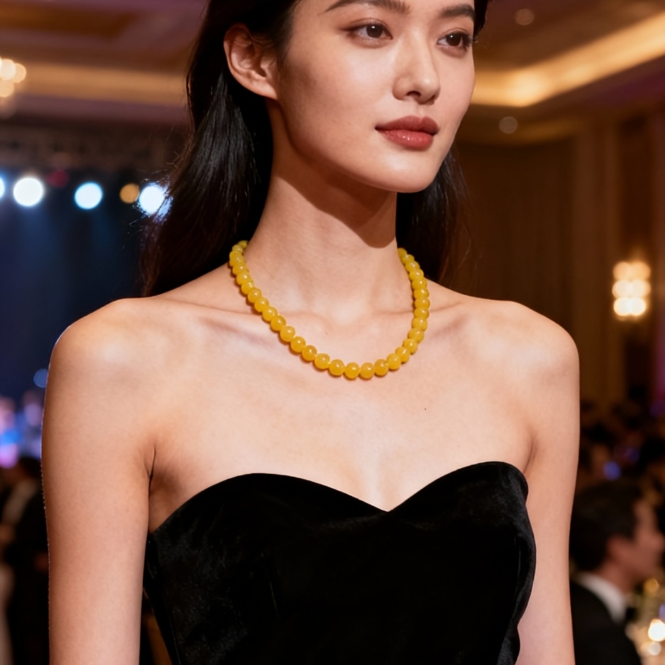 Women's Bold Yellow Agate Necklace, Statement Style