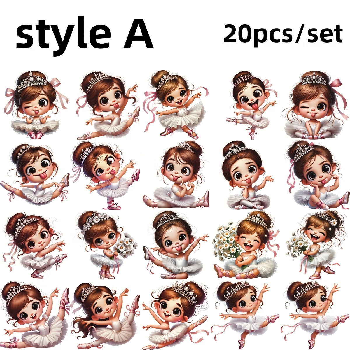 20pcs/set Of Handmade Cute Ballet Stickers For Decorating Diaries, Notebooks, And Magazines