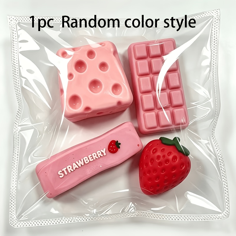 1pc Strawberry Squeeze Toy, Realistic Food Shape With Super , Mini Desk Toy, Party Favors, Holiday Gifts, Random Colors & Styles