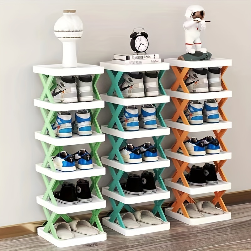 

sleek Design" Space-saving 6/7 Tier Folding Shoe Rack - Easy Assembly, Multi-layer Organizer For Home Use